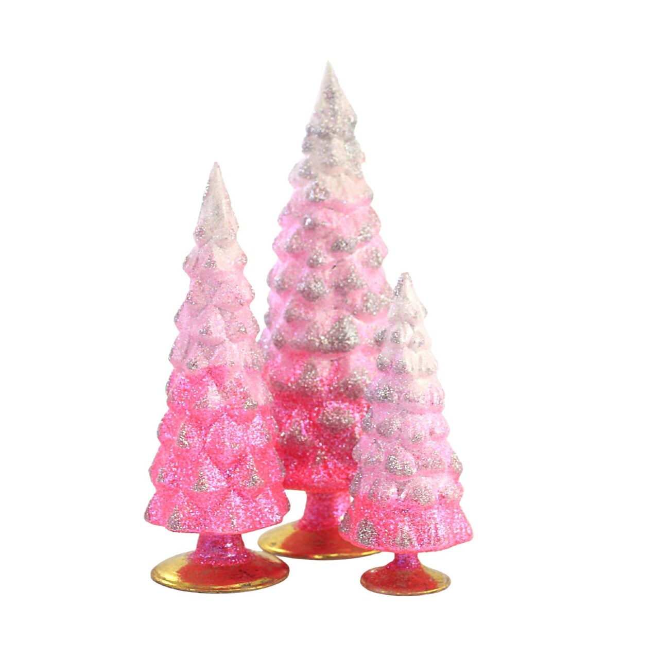 Cody Foster 11.75 In Pink Glitter Gradient Trees Valentine Decorative Tree Set , Valentines Set/3 Village Decor Holiday Decorate Mantle Christmas